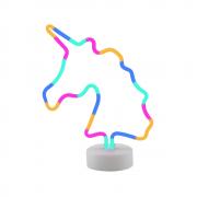 Pooqla Unicorn Head Colorful Neon Sign, LED Neon Light Sign with Holder Base for Party Supplies Girls Room Decoration Accessory for Summer Party Table Decoration Children Kids Gifts (UH colorful with holder)