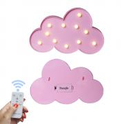 Pooqla  Battery Operated Night Light LED Marquee Sign with Wireless Remote Control for Kids' Room, Bedroom, Gift, Party, Home Decorations (Pink Cloud)