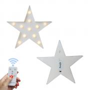 Pooqla Battery Operated Night Light LED Marquee Sign with Wireless Remote Control for Kids' Room, Bedroom, Gift, Party, Home Decorations(White Star)