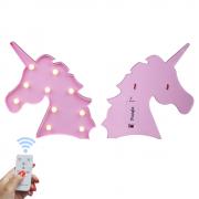 Pooqla Battery Operated Night Light LED Marquee Sign with Wireless Remote Control for Kids' Room, Bedroom, Gift, Party, Home Decorations (Pink Unicorn Head)