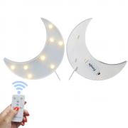 Pooqla Battery Operated Night Light LED Marquee Sign with Wireless Remote Control for Kids' Room, Bedroom, Gift, Party, Home Decorations(White Moon)