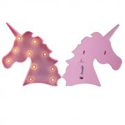 Pooqla Unicorn Head marquee sign magical glow night light with diamond light bulb, mood table lighting, holiday party supply â€“ Pink Unicorn Head Warm White Glow