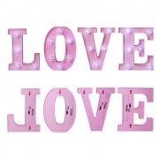 Pooqla Decorative Illuminated Marquee LOVE Word Sign with Diamond Light Bulb (Pink Color 6.38