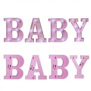 Pooqla Decorative Illuminated Marquee BABY Word Sign with Diamond Light Bulb (Pink Color 6.38