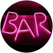 BAR - Illuminated Neon Bar Sign - Lighted LED Neon Marquee Word Sign - Pre-Lit Pub Bar Sign Light Battery Operated (BAR - Pink) 