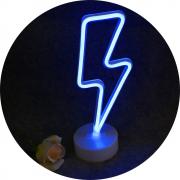 Lightning Neon Signs, LED Neon Light Sign with Holder Base for Home Party Birthday Bedroom Bedside Table Decoration Children Kids Gifts (Blue Lightning with Holder) 