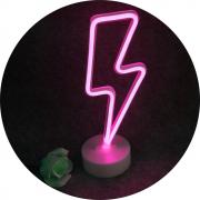 Lightning Neon Signs, LED Neon Light Sign with Holder Base for Home Party Birthday Bedroom Bedside Table Decoration Children Kids Gifts (Pink Lightning with Holder) 