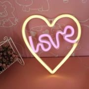 Love in Heart Neon Sign, LED Neon Light Sign for Party Supplies Girls Room Decoration Accessory for Summer Party Table Decoration Children Kids Gifts (Love in Heart) 
