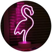 Flamingo Neon Signs, LED Neon Light Sign with Holder Base for Party Supplies Girls Room Decoration Accessory for Luau Summer Party Table Decoration Children Kids Gifts (Flamingo with Holder) â€¦ 