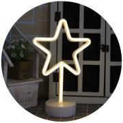 Star Neon Signs, LED Neon Light Sign with Holder Base for Home Party Birthday Bedroom Bedside Table Decoration Children Kids Gifts (Star with Holder)