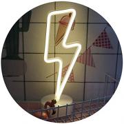 Lightning Neon Signs, LED Neon Light Sign with Holder Base for Home Party Birthday Bedroom Bedside Table Decoration Children Kids Gifts (Lightning with Holder) 