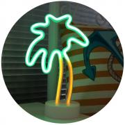 Coconut Palm Tree Neon Signs, LED Neon Light Sign with Holder Base for Party Supplies Table Decorations, Seasonal Home Decor Children Kids Gifts (Palm Tree with Holder) 