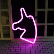 Decorative LED Unicorn Shaped Neon Night Light Wall Decor Lamp for Children's Room Party Christmas Wedding Decoration (Neon Unicorn - Pink) 