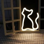 Decorative LED Cat Shaped Neon Night Light Wall Decor Lamp for Children's Room Party Christmas Wedding Decoration (Neon Cat - Warm White) 