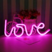 Decorative LED Love Shaped Neon Night Light with Pink Lamp-Neon Night Light Operated by Battery/USB for Children's Room Party Christmas Wedding Decoration Pink 