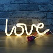 Decorative LED Love Shaped Neon Night Light with Warm White Lamp-Neon Night Light Operated by Battery/USB for Children's Room Party Christmas Wedding Decoration 