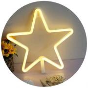 DELICORE Decorative LED Star Shaped Neon Night Light with Warm White Lamp-Neon Night Light for Children's Room Party Christmas Wedding Decoration 