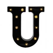 Decorative LED Illuminated Letter Marquee Sign - Alphabet Marquee Letters with Lights for Wedding Birthday Party Christmas Night Light Lamp Home Bar Decoration U, Black