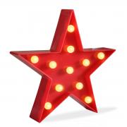 Marquee Light Star Shaped LED Plastic Sign-Lighted Marquee Star Sign Wall DÃ©cor Battery Operated (Red) 