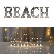 Decorative Illuminated Beach Marquee Word Sign (Silver Color 4.21