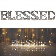 Decorative Illuminated Marquee Blessed Word Sign (Silver Color 4.21