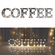 Decorative Illuminated Coffee Marquee Word Sign (Silver Color 4.21