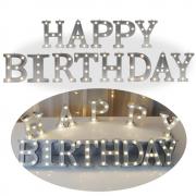 Decorative Illuminated Marquee Word Sign Happy Birthday - Silver Color 4.21
