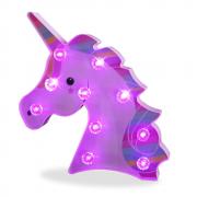 Painted Unicorn Head Marquee Sign Night Light Magical Purple Emitting Glow with Diamond Light Bulb, Holiday Birthday Party Supply (Star Unicorn - Purple)