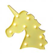 Unicorn Marquee Battery Light with 10 Warm White LEDs Home Decoration LED Marquee Sign LED Light up Unicorn Letters (Yellow)